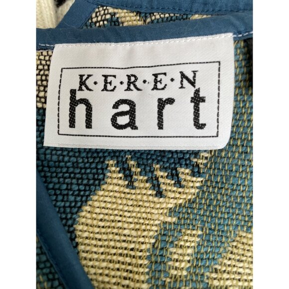 Vintage Keren Hart Tapestry Vest L Horse Pattern Blue Cotton Western Style - Picture 5 of 12